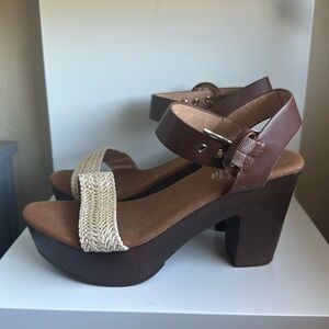 SHEIN tan strap heels